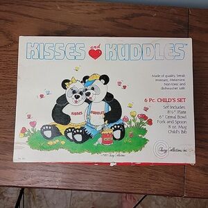 Vtg 1985 6 Piece Child's Dish Set Panda Bears Melamine New Old Stock Taiwan‎